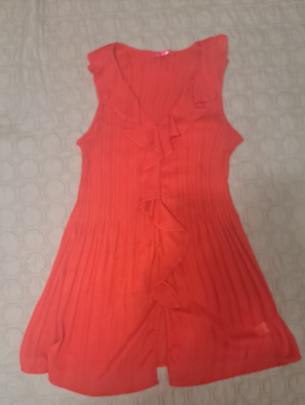 Dark Red Sleeveless Ruffle Front Tunic Top Size XL